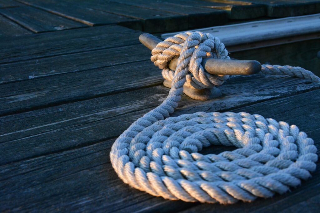 Rope and anchor on a deck